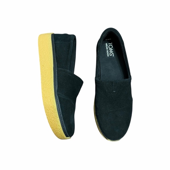TOMS Women’s Adelaide Espadrille Black Suede Slip-On Shoes Size 7.5 - Picture 4 of 5